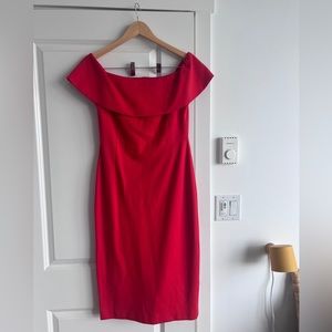 Aritzia Babaton Ruslan red/coral off the shoulder dress SIZE 10